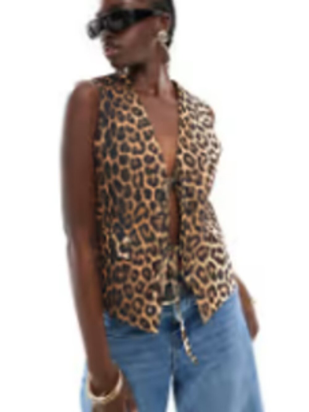 Asos Extro & Vert tie front vest in leopard - NWT